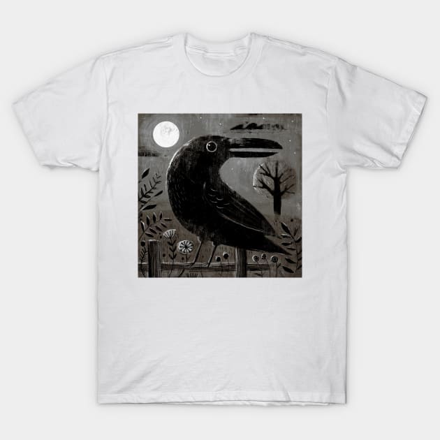 Crow in the Moonlight T-Shirt by Gareth Lucas